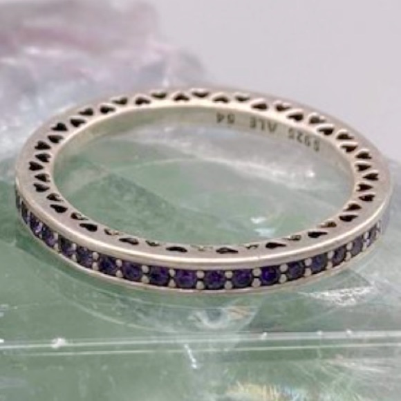 Pandora Jewelry - Pandora Ring - purple stones - Sterling Silver - size 7